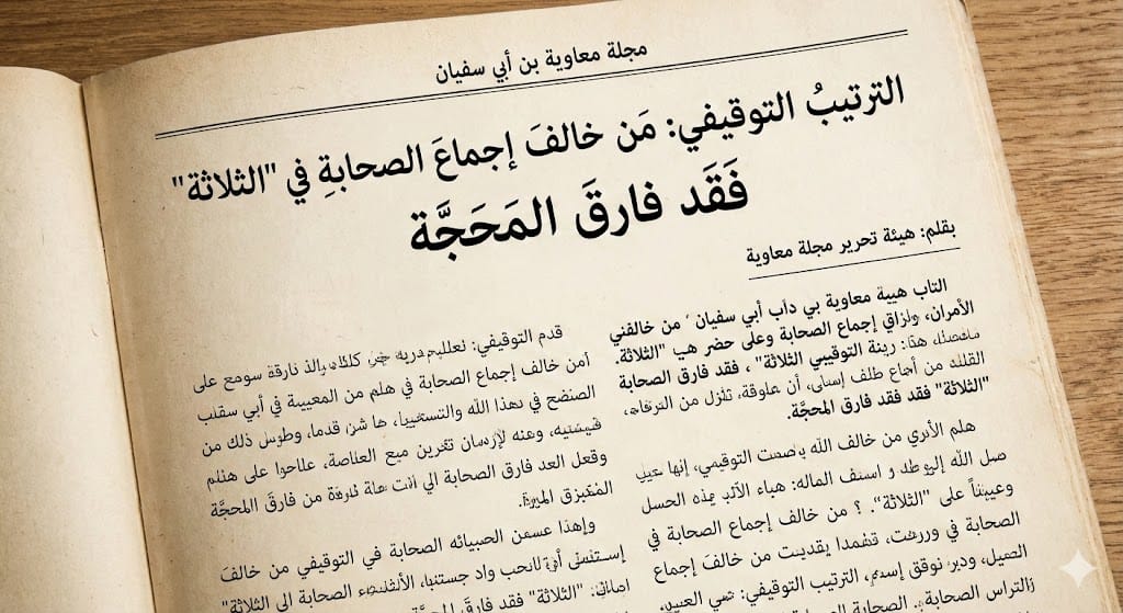 الترتيبُ التوقيفي: مَن خالفَ إجماعَ الصحابةِ في «الثلاثة» فقد فارقَ المَحَجَّة