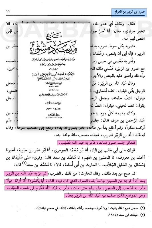 بخصوص تعذيب وصلب عبدالله بن الزبير لأخوه عمرو بن الزبير الآثار كثيرة والكثير منها مُسنده في تاريخ...