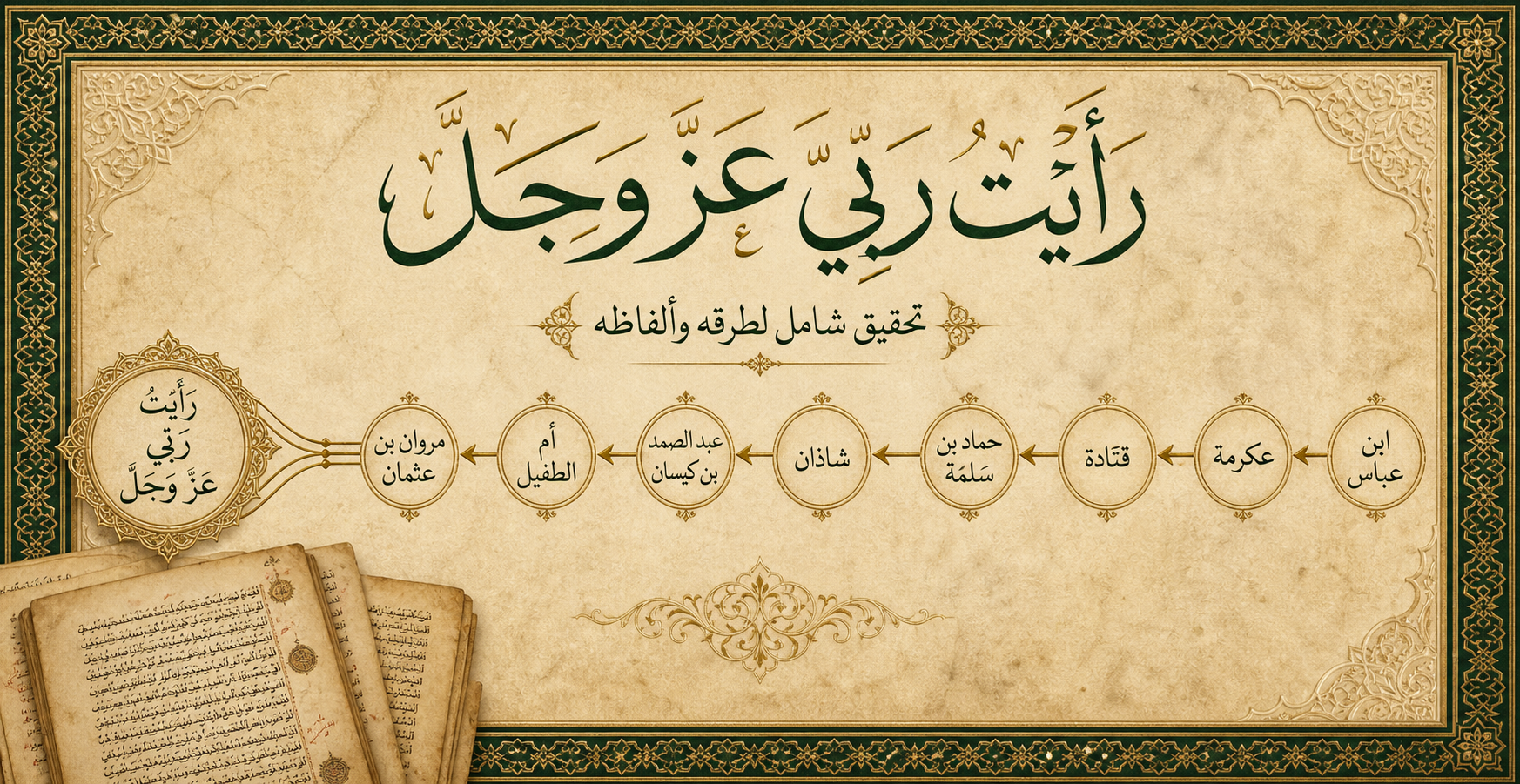 حديث «رَأَيْتُ رَبِّي عَزَّ وَجَلَّ» «رَأَيْتُ رَبِّي فِي صُورَةِ شَابٍّ أَمْرَدَ، لَهُ وَفْرَةٌ جَعْدٌ قَطَطٌ، فِي رَوْضَةٍ خَضْرَاءَ»
