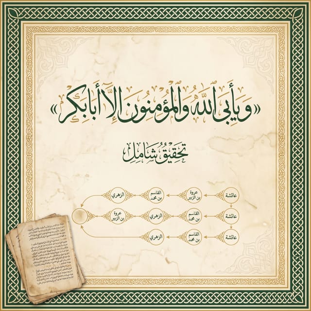 حديثُ الاستِخلاف — إشارةُ النبيِّ ﷺ إلى خلافةِ أبي بكرٍ الصِّدِّيق «لقد هَمَمْتُ أن أُرسِلَ إلى أبي بكرٍ وابنِه فأعهَدَ... ثم قلتُ: يَأبى اللهُ ويَدفعُ المؤمنون» — «ويأبى اللهُ والمؤمنونَ إلَّا أبا بكر»