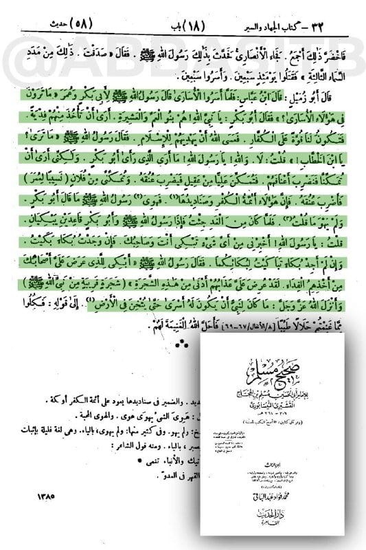 أبو بكر الصديق، خير هذه الأمة بعد النبي صلى الله عليه وسلم، أخطأ في مشورته للنبي في شأن أسرى بدر...